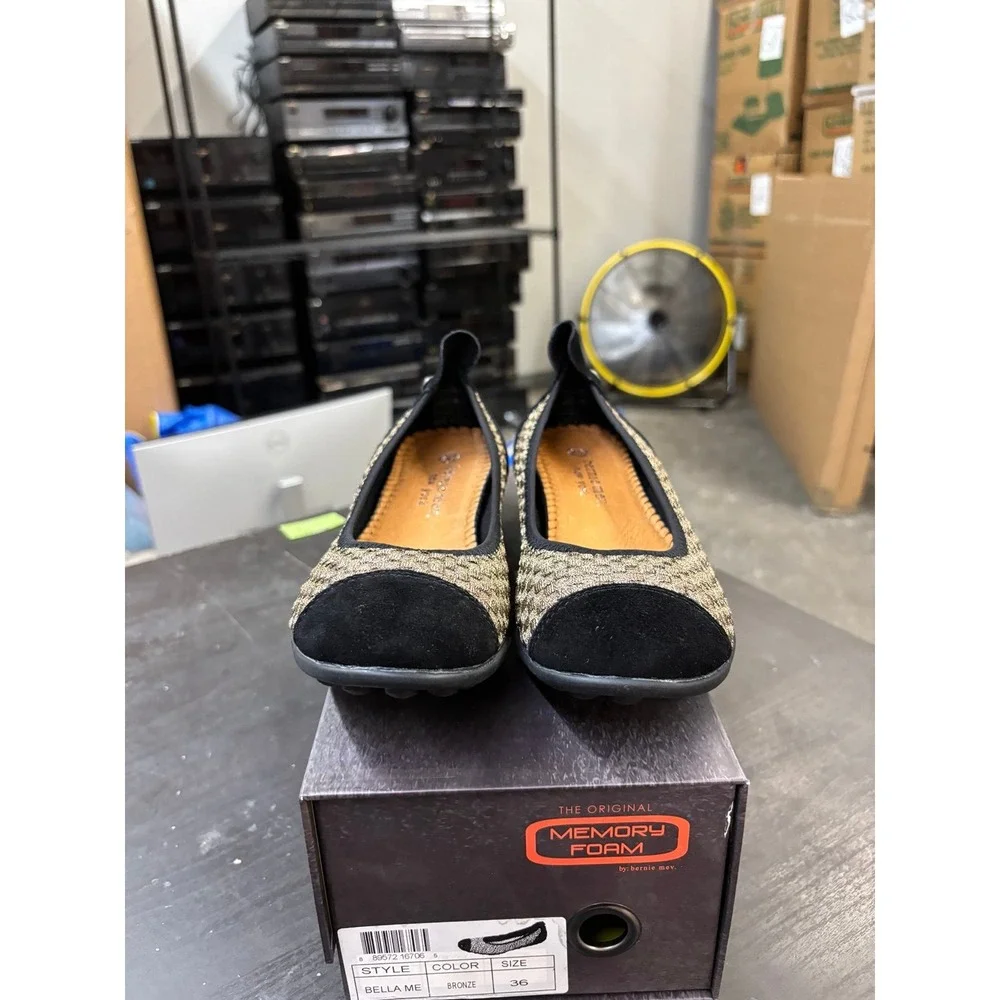 Bernie Mev Bella Me Bronze Metallic Woven Flats Shoes Size 36 US 6 New
